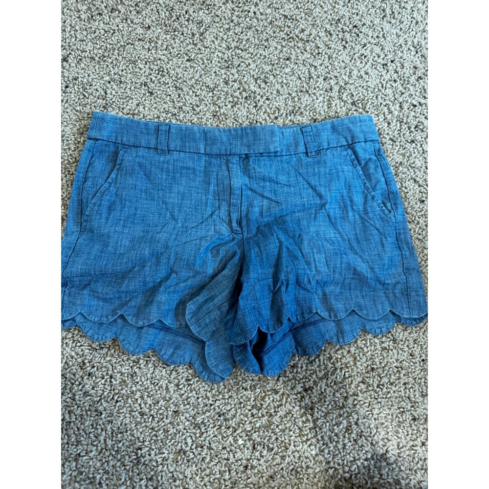 J. Crew Light Blue Casual Shorts Scalloped Hem size 8